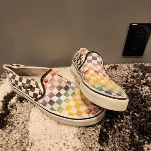 Rainbow checkard vans